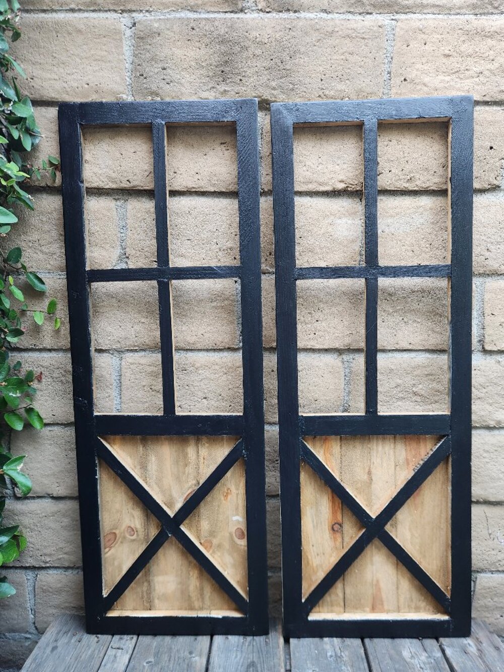 Arch Wood Farmhouse Black Barn Door Distress Wall Decor Set of 2, 39" H
